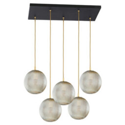 Luminosa Lighting Luminosa Paloma Cluster Pendant Ceiling 5 Light Grey Lister (Fluted), Black - thumbnail 2