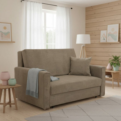 Viva Bis Ii Premium Upholstered Sofa Bed For Living Room With Storage Chipboard Frame 133X85X98Cm Beige - image 1