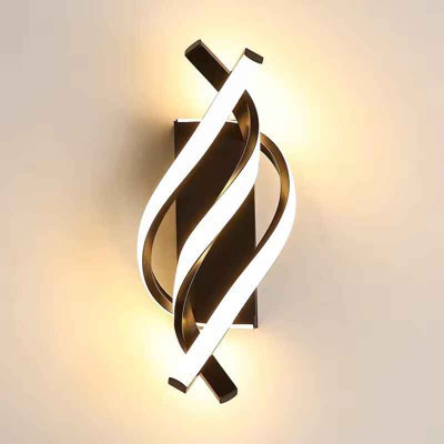 Curved Spiral Led Wall Light For Bedroom, Living Room, Staircase And Corridor, Black - image 1