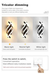 Curved Spiral Led Wall Light For Bedroom, Living Room, Staircase And Corridor, Black - thumbnail 3