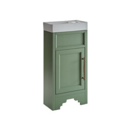 Homestylestore Pastel Green 400mm Bathroom Vanity Unit And Brushed Copper T Bar Handle - thumbnail 1