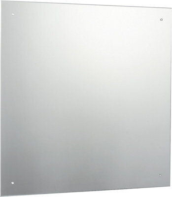 60 X 60Cm Square Frameless Bathroom Mirror With Pre-Drilled Holes And Wall Hanging Fittings - image 1
