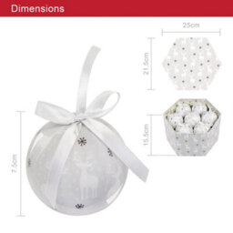 The Christmas Workshop 72629 Set Of 14 Silver & White Coloured Reindeer Design Christmas Baubles  - thumbnail 2