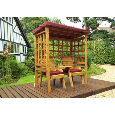 Marlborough Traditional Harvey Twin Seat Arbour With 2 X Chair Cushion Burgundy - image 1