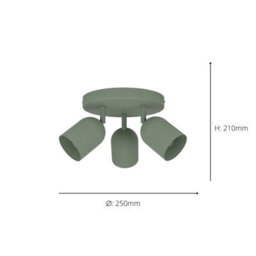 Eglo Tilston Steel Minimalist Triple Ceiling Spotlight, Green - thumbnail 4
