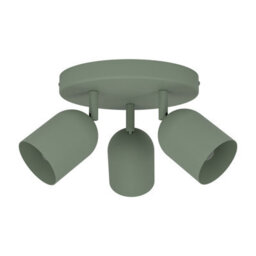 Eglo Tilston Steel Minimalist Triple Ceiling Spotlight, Green - thumbnail 2