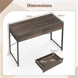 Computer Desk Compact Writing Desk With 2 Drawers - thumbnail 2