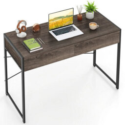 Computer Desk Compact Writing Desk With 2 Drawers - thumbnail 1