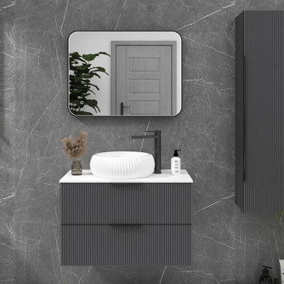 Royal Bathrooms Luxor 600 X 800mm Bathroom Mirror Led Within Frame Matt Black Wall Mounted Horizontal/vertical Frontlit Anti-Fog - image 1