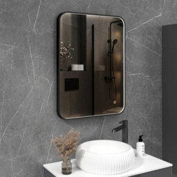 Royal Bathrooms Luxor 600 X 800mm Bathroom Mirror Led Within Frame Matt Black Wall Mounted Horizontal/vertical Frontlit Anti-Fog - thumbnail 5