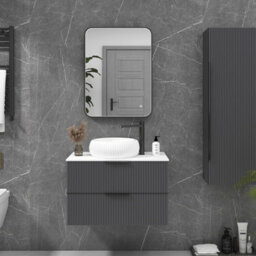 Royal Bathrooms Luxor 600 X 800mm Bathroom Mirror Led Within Frame Matt Black Wall Mounted Horizontal/vertical Frontlit Anti-Fog - thumbnail 2