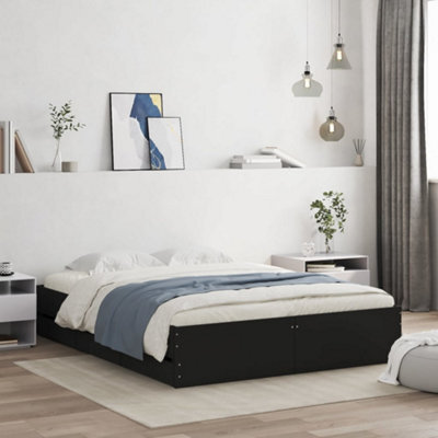 Berkfield Bed Frame With Drawers Without Mattress Black 150X200 Cm King Size - image 1