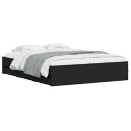 Berkfield Bed Frame With Drawers Without Mattress Black 150X200 Cm King Size - thumbnail 3