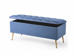 180Cm Amara Chesterfield Ottoman Storage Bench - Plush Velvet Shoes Bench - Duck Egg Upholstery Footstool Storage With Legs - thumbnail 2