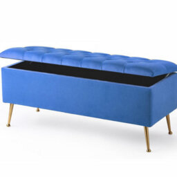 180Cm Amara Chesterfield Ottoman Storage Bench - Plush Velvet Shoes Bench - Duck Egg Upholstery Footstool Storage With Legs - thumbnail 1