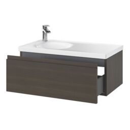 GoodHome Kentia Walnut Veneer Wall-Mounted Bathroom Cabinet (H) 300mm (W) 800mm - thumbnail 5