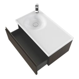 GoodHome Kentia Walnut Veneer Wall-Mounted Bathroom Cabinet (H) 300mm (W) 800mm - thumbnail 6