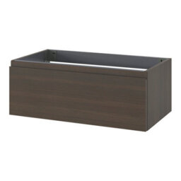 GoodHome Kentia Walnut Veneer Wall-Mounted Bathroom Cabinet (H) 300mm (W) 800mm