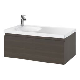 GoodHome Kentia Walnut Veneer Wall-Mounted Bathroom Cabinet (H) 300mm (W) 800mm - thumbnail 3