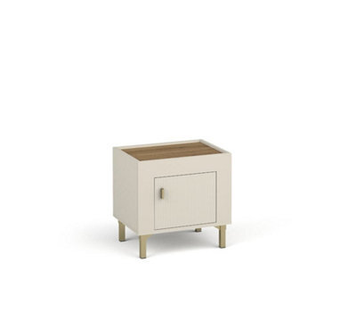 Arte Mossa Stylish Bedside Table In Cashmere & Oak - W480mm X H470mm X D360mm - image 1