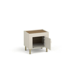 Arte Mossa Stylish Bedside Table In Cashmere & Oak - W480mm X H470mm X D360mm - thumbnail 2