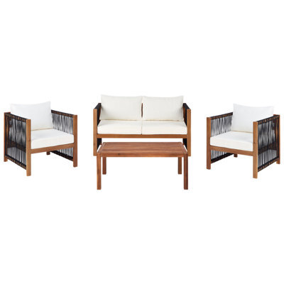 Beliani Garden Lounge Set With Table 4 Seater Antria Acacia Wood Black - image 1