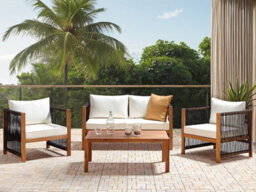 Beliani Garden Lounge Set With Table 4 Seater Antria Acacia Wood Black - thumbnail 2