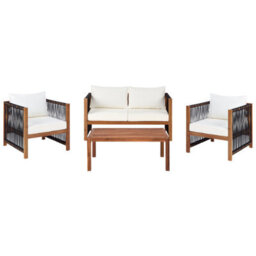 Beliani Garden Lounge Set With Table 4 Seater Antria Acacia Wood Black - thumbnail 1