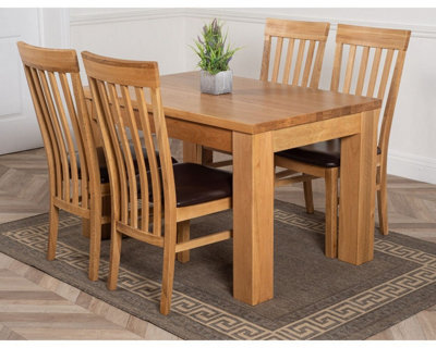 That's Furniture Dakota 127 X 82 Cm Chunky Oak Small Dining Table And 4 Chairs Dining Set With Harvard Chairs - image 1