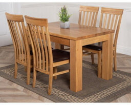 That's Furniture Dakota 127 X 82 Cm Chunky Oak Small Dining Table And 4 Chairs Dining Set With Harvard Chairs - thumbnail 1