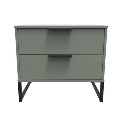 Beijing 2 Drawer Midi Bedside Cabinet In Reed Green (Ready Assembled) - image 1