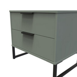 Beijing 2 Drawer Midi Bedside Cabinet In Reed Green (Ready Assembled) - thumbnail 4