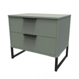 Beijing 2 Drawer Midi Bedside Cabinet In Reed Green (Ready Assembled) - thumbnail 3