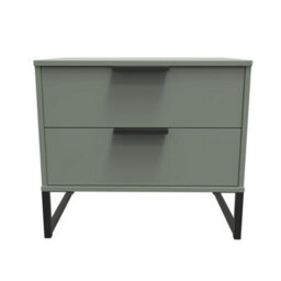 Beijing 2 Drawer Midi Bedside Cabinet In Reed Green (Ready Assembled) - thumbnail 1