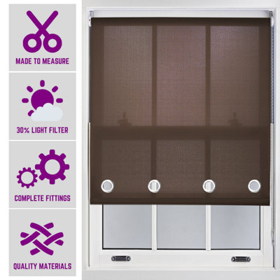Made To Measure Daylight Roller Blind With Big Round Eyelets - (W)240Cm X (L)210Cm Mocha By Furnished - image 1