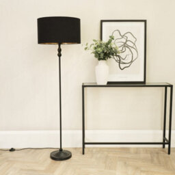 Valuelights Maggie Black Metal Candlestick Floor Lamp With Black And Metallic Gold Lamp Shade - thumbnail 5