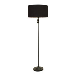 Valuelights Maggie Black Metal Candlestick Floor Lamp With Black And Metallic Gold Lamp Shade - thumbnail 2
