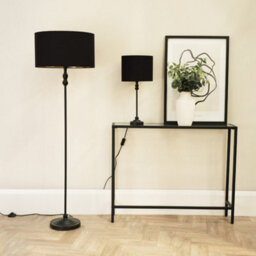 Valuelights Maggie Black Metal Candlestick Floor Lamp With Black And Metallic Gold Lamp Shade - thumbnail 4