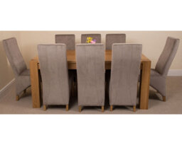That's Furniture Kuba 180 X 90 Cm Chunky Oak Dining Table And 8 Chairs Dining Set With Lola Grey Fabric Chairs - thumbnail 2