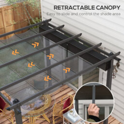 Matteo 3X3M Dark Grey Aluminium Pergola With Retractable Roof For Garden & Patio - thumbnail 4
