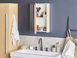 Beliani Bathroom Wall Mounted Mirror Cabinet Primavera 40 Cm 60 Cm White - thumbnail 2