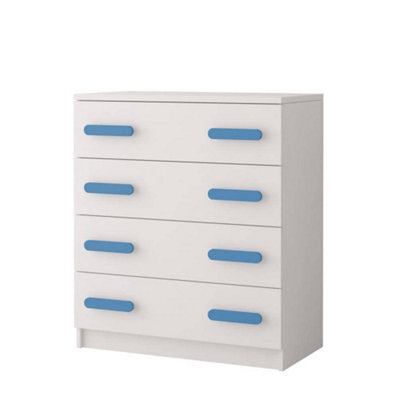 Arte White Chest Of Drawers H930mm W800mm D400mm - Blue Handles For Serene Kids' Spaces - image 1
