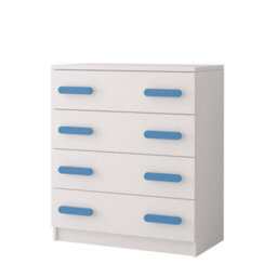 Arte White Chest Of Drawers H930mm W800mm D400mm - Blue Handles For Serene Kids' Spaces