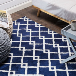 Wyld And Coco Azure Home Area Rug Blue 140 X 200 Cm - Geometric Rectangular Modern Low Pile - thumbnail 2