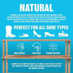 2 Tier Natural Wooden Shoe Rack Footwear Storage Organiser Slated Racking Shelf Trainers Multi Purpose Storing Easy To Assemble - thumbnail 7
