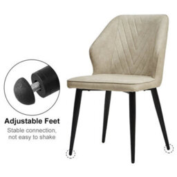 Cream 2 Pcs Dining Chair Faux Leather Soft Padded Chair Modern Dining Room Home New - thumbnail 6