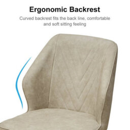 Cream 2 Pcs Dining Chair Faux Leather Soft Padded Chair Modern Dining Room Home New - thumbnail 4