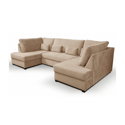 Plush Velvet U Shape Sofa Mink Fullback