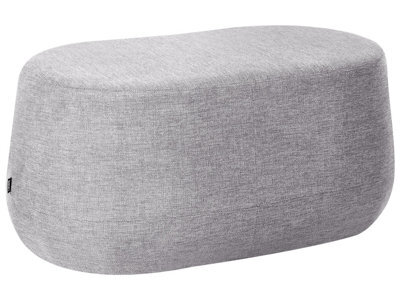 Wyld And Coco Light Grey Fabric Upholstered Accent Bench Stool, Oval Medium Seating, Ready Assembled - image 1