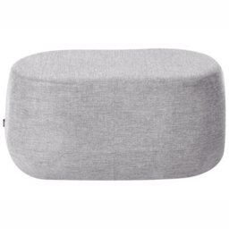 Wyld And Coco Light Grey Fabric Upholstered Accent Bench Stool, Oval Medium Seating, Ready Assembled - thumbnail 3